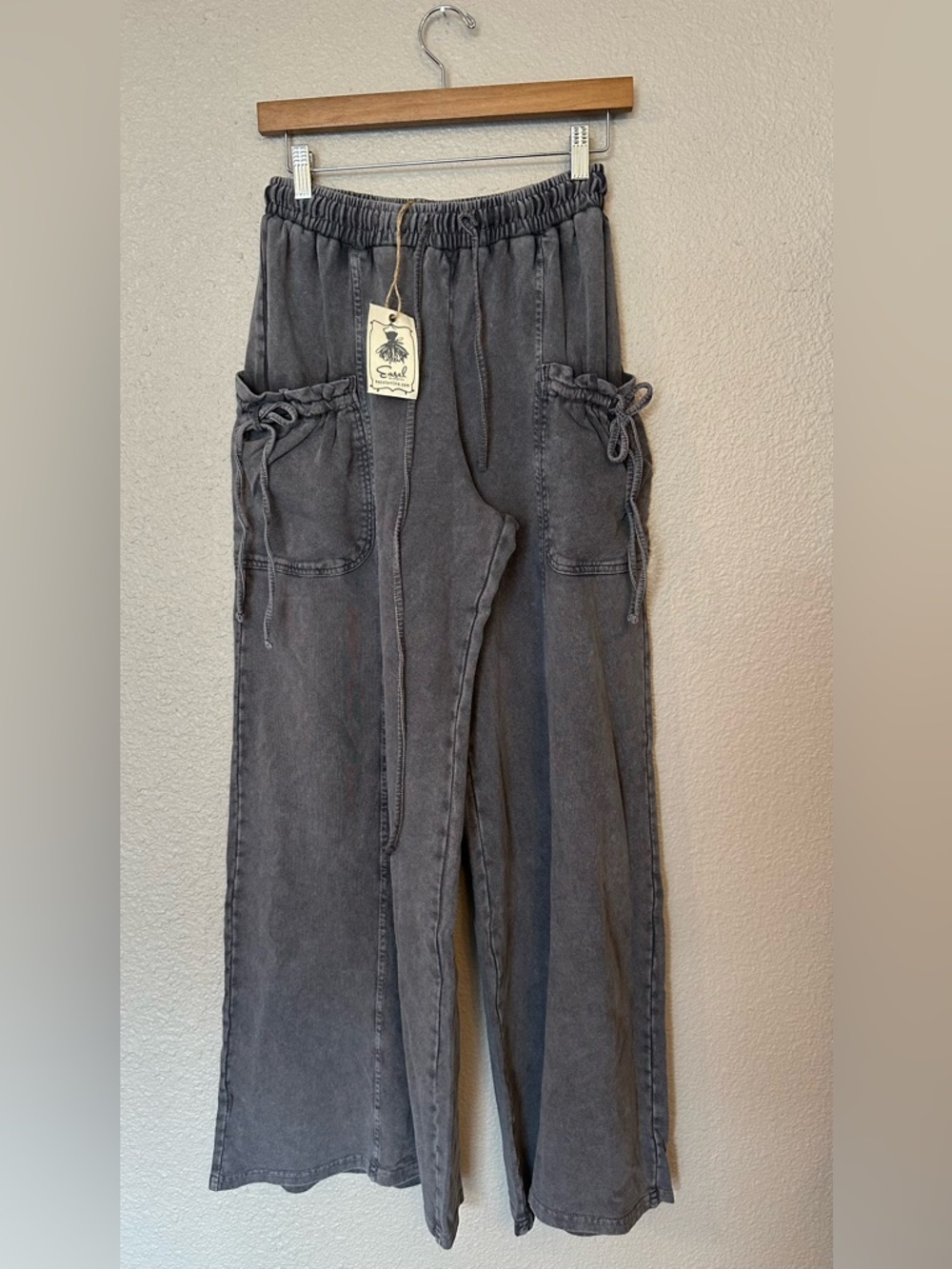 NWT Easel Mineral Wash French Terry Wide Leg Pants Small - Picture 5 of 11